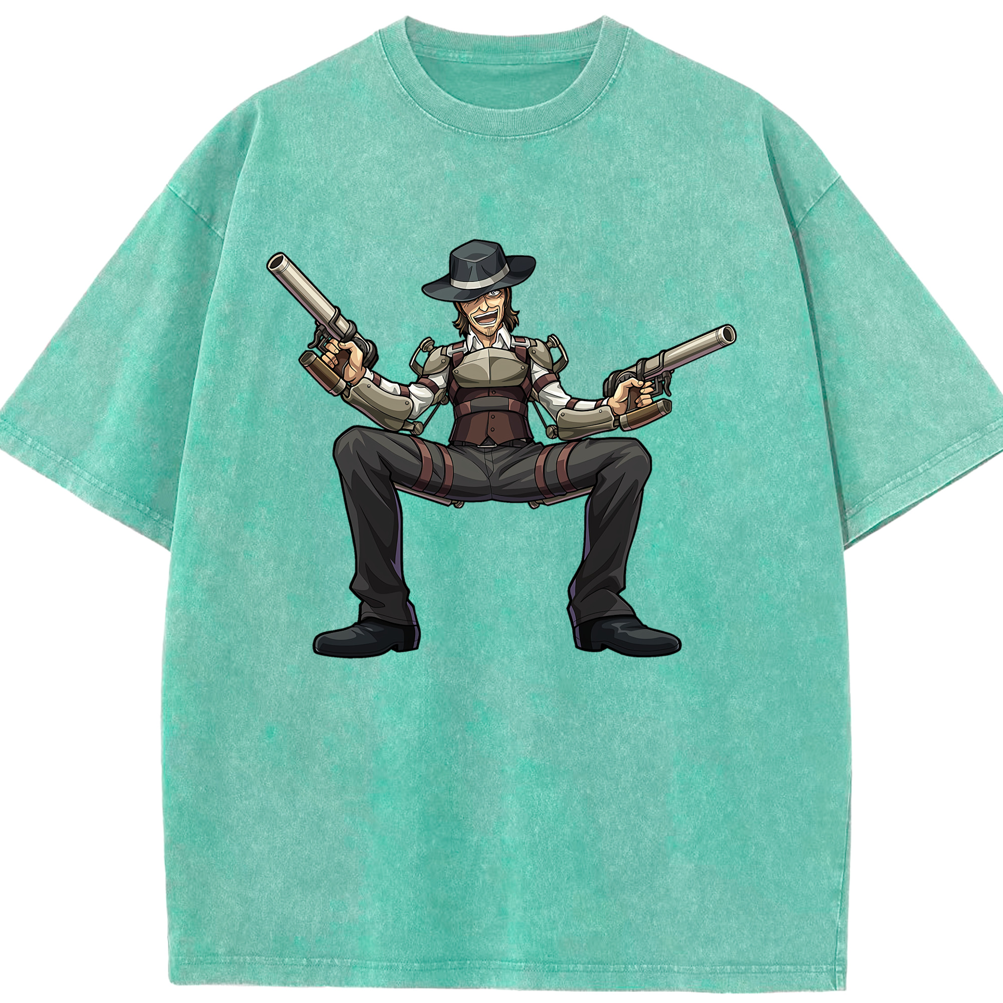 （画像用） 進撃の巨人 ケニー·アッカーマン Attack on Titan Kenny Ackerman 綿100% ヴィンテージ風 半袖Tシャツ（フロントプリント）